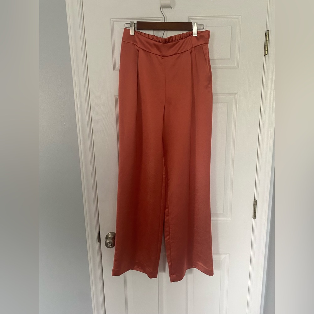 Express wide leg orange satin pants
